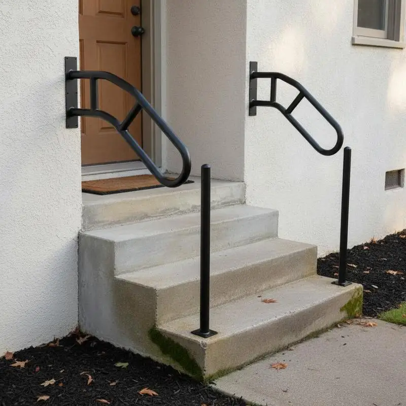 

Handrails for Outdoor Steps, 29" Length Wall Mount Safety Railings for 1-3 Steps, U-Shaped Handrail with Matte Black Finished, Stair Handrails for Kids, Elderly, Pregnant Women, Disabled