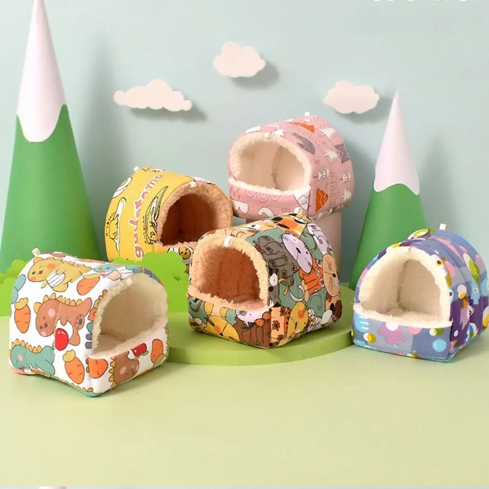 Soft Plush Hamster House Winter Warm Comfortable Small Animal Sleeping Bed Rabbit Squirrel Hut Colorful Guinea Pig Nest