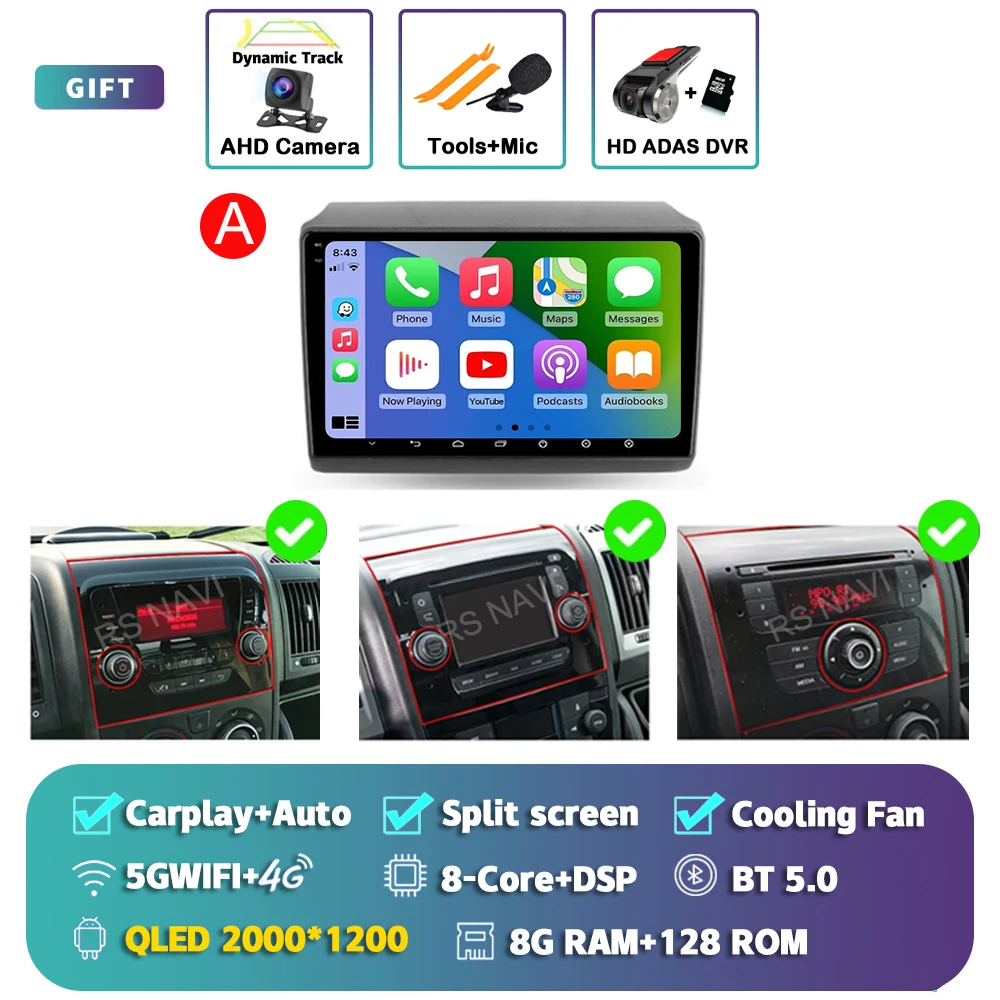 Android 15 For Fiat Ducato Peugeot Boxer Citroen Jumper 2006-2022 2K QLED Android Car Radio Multimedia stereo Player GPS CarPlay
