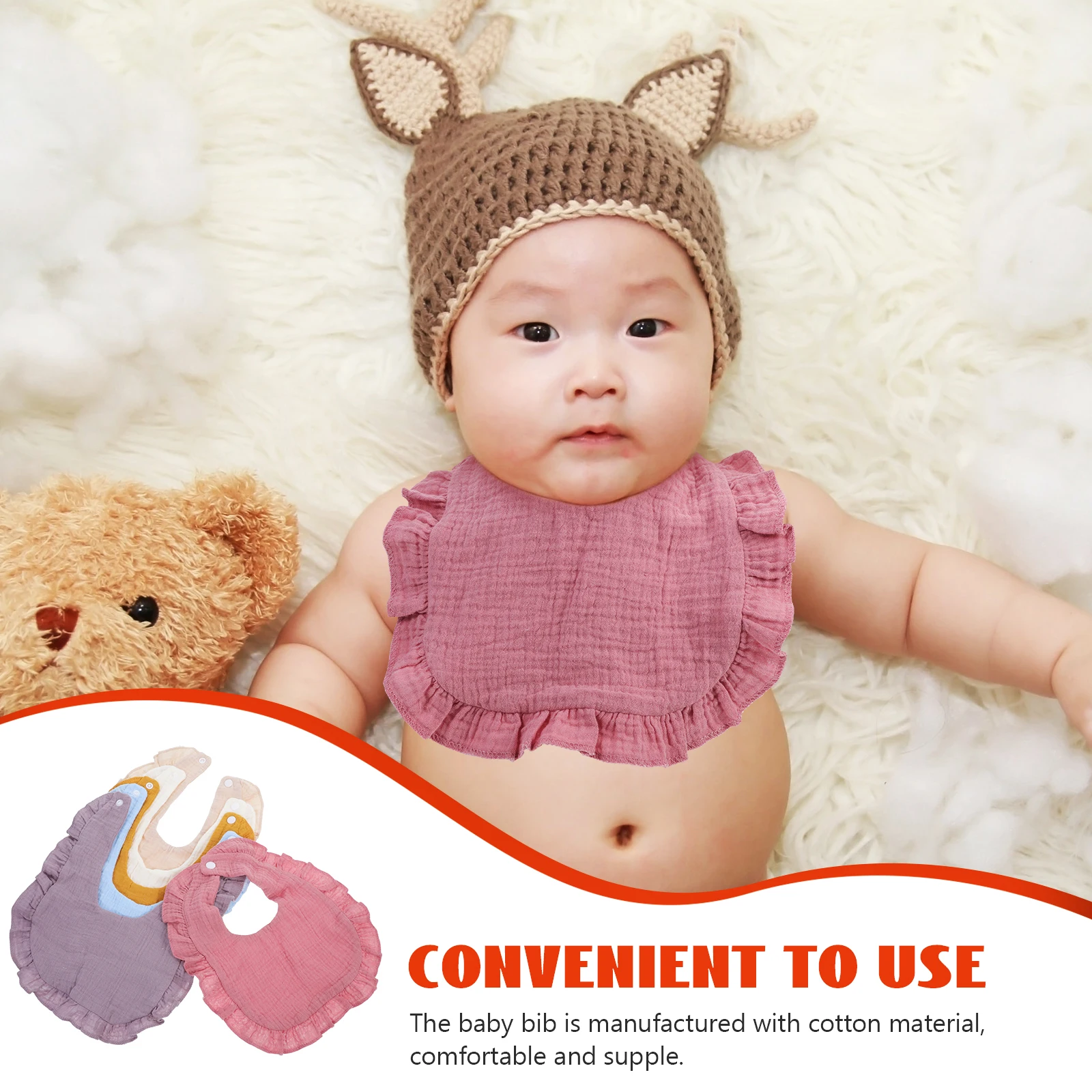 

6Pcs Baby Drool Bib Cotton Infant Burp Cloths Soft Absorbent Skin-Friendly Newborn Feeding Bibs for Toddler Eating Supplies