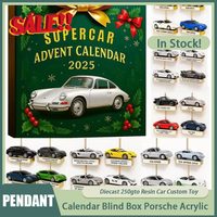 New In Stock Calendar Blind Box 2025 Porsche Acrylic Pendant Miniature Diecast Halloween Christmas Gift Ornaments Custom