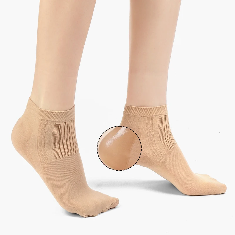 1 คู่ซิลิโคนเท้า Anti-crack Heel ถุงเท้าส้นป้องกัน Anti-DRY Moisturizing Sleeve Cracked ถุงเท้า