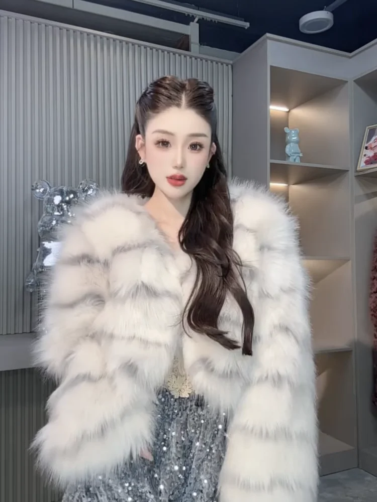 Autumn Winter New Faux Wool Sheepskin Coat Women Short Style Imitation Lamb Fur Loose Fit Faux Fur Winter Coat Women