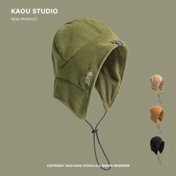 Autumn and Winter Casual Thermal Pullover Ear Protection Men's Caps Outdoor Riding Warm Versatile Fleece Bomber Hats for Women