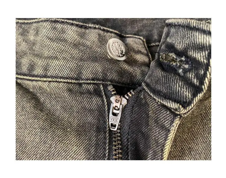 メンズ新しいボタンジッパーポケットストレートルーズ5点カジュアルウォッシュレトロイエローマッドリップドデニムショートパンツ