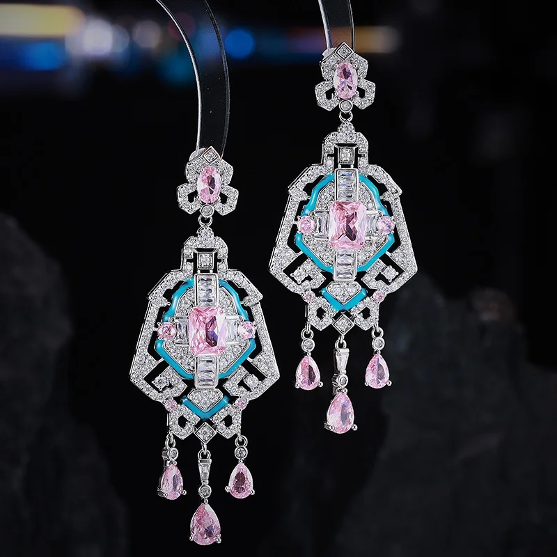 

Luxurious Water Drop Tassels Earring S925 Sterling Silver Needle Super Flash Zircon Inlay Earring Women Jewelry LYX157