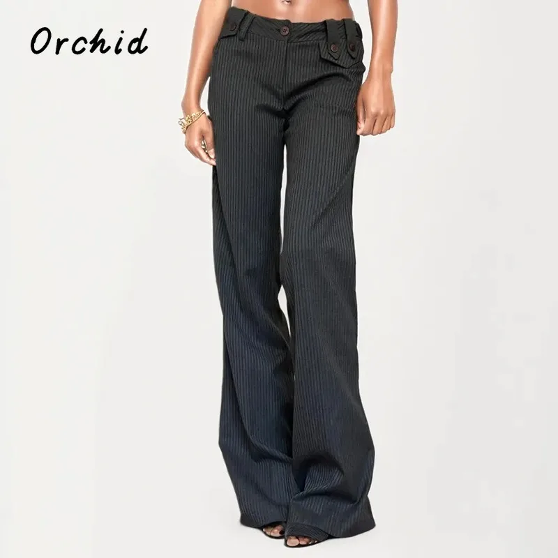 여성용 레트로 스트라이프 스트레이트 데님 바지 Y2K Trashy 2000s 스트리트 하이 웨이스트 루즈 청바지 Emo Vintage 캐주얼 배기 바지