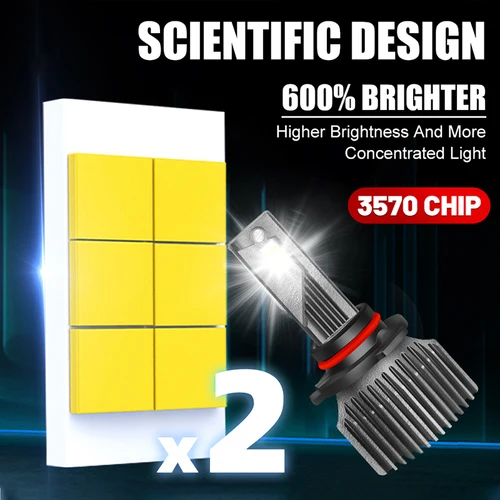 Imagen 2 del producto 2 uds H4 H11 LED Canbus faro H7 H8 H9 9005 9006 9012 Super brillante CSP Chip Hi/Lo haz blanco 6000K PTF Turbo luz antiniebla 12V