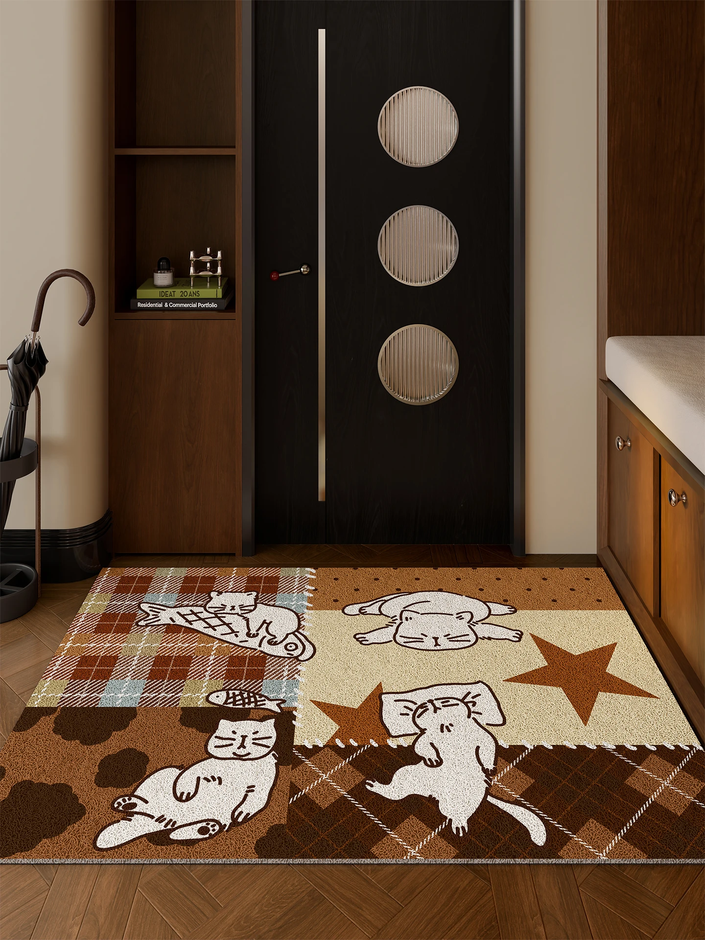 

Retro Cartoon Entrance Door Mat Silk Circle und Pad Modern mat Door Carpet Doorstep Foot Mat High-End Feel