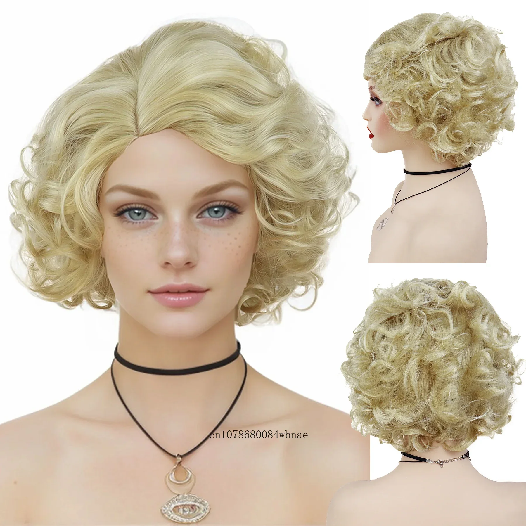 Synthetic Hair Short Curly Blonde Wigs for Women Cosplay Wig Natural Looking Carnival Halloween Costume Fancy Dress Party Wig