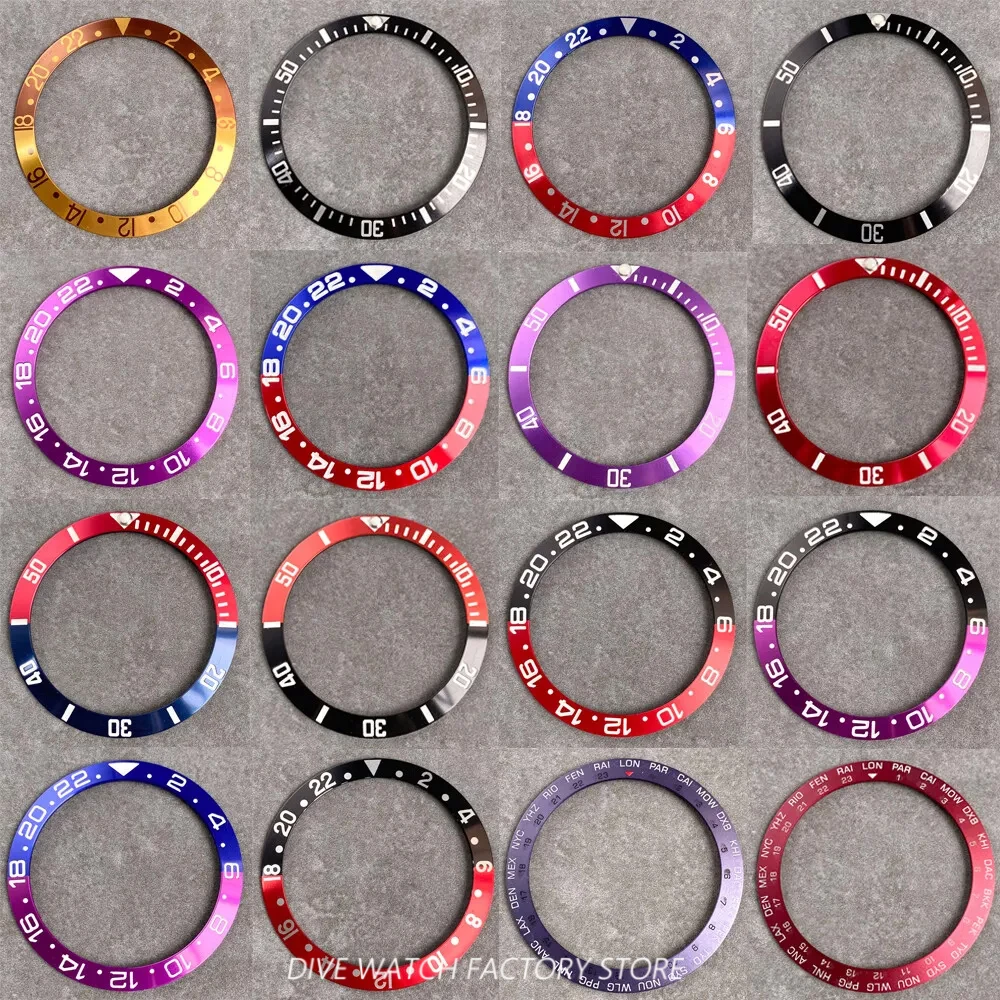 Schräge Uhr Lünette Einsatz Aluminium Ring Zubehör für gmt sub 40mm Herren uhr 38mm * 30,5mm schwarz blau grün rot lila Teile
