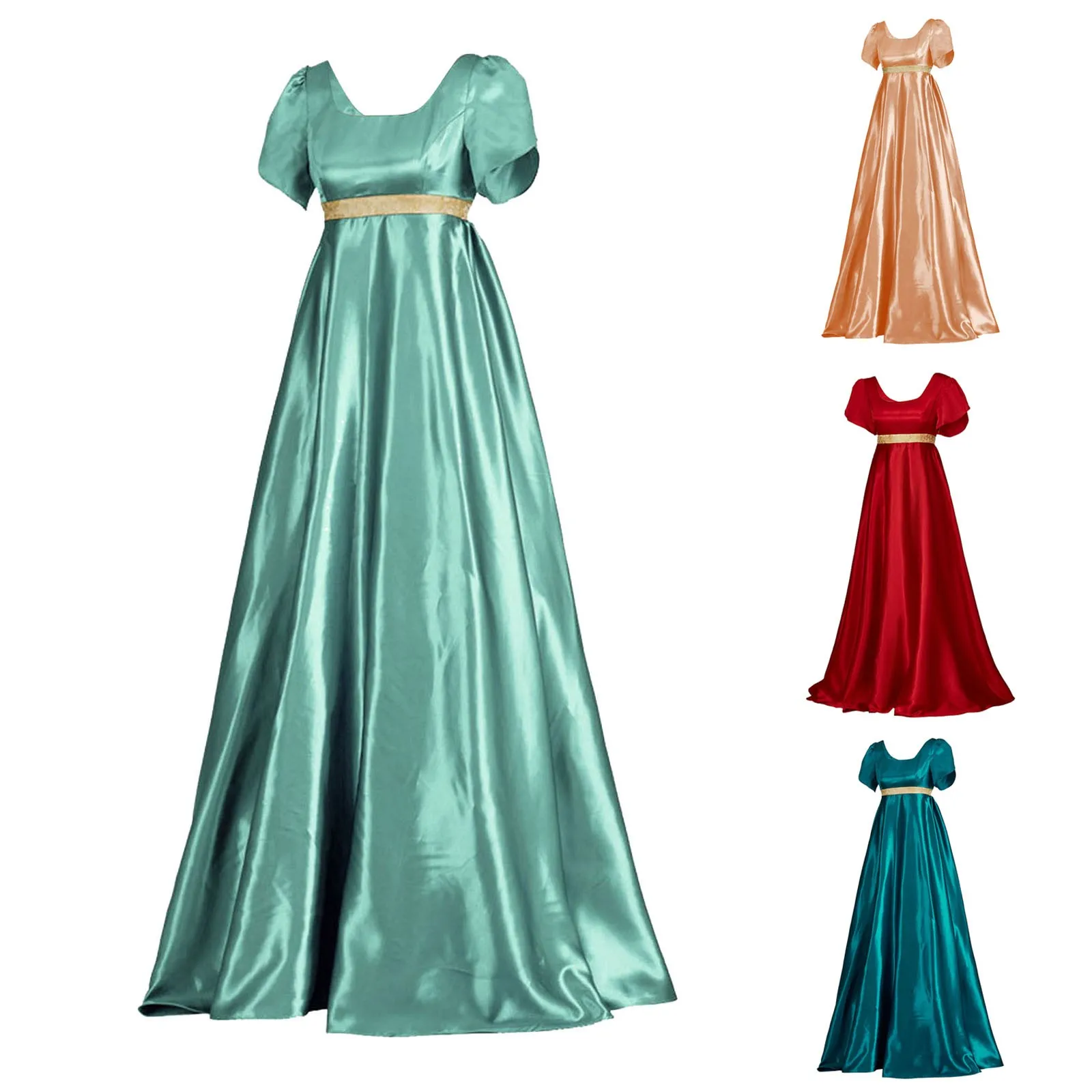 Medieval Vintage Satin Empire Waist Dress