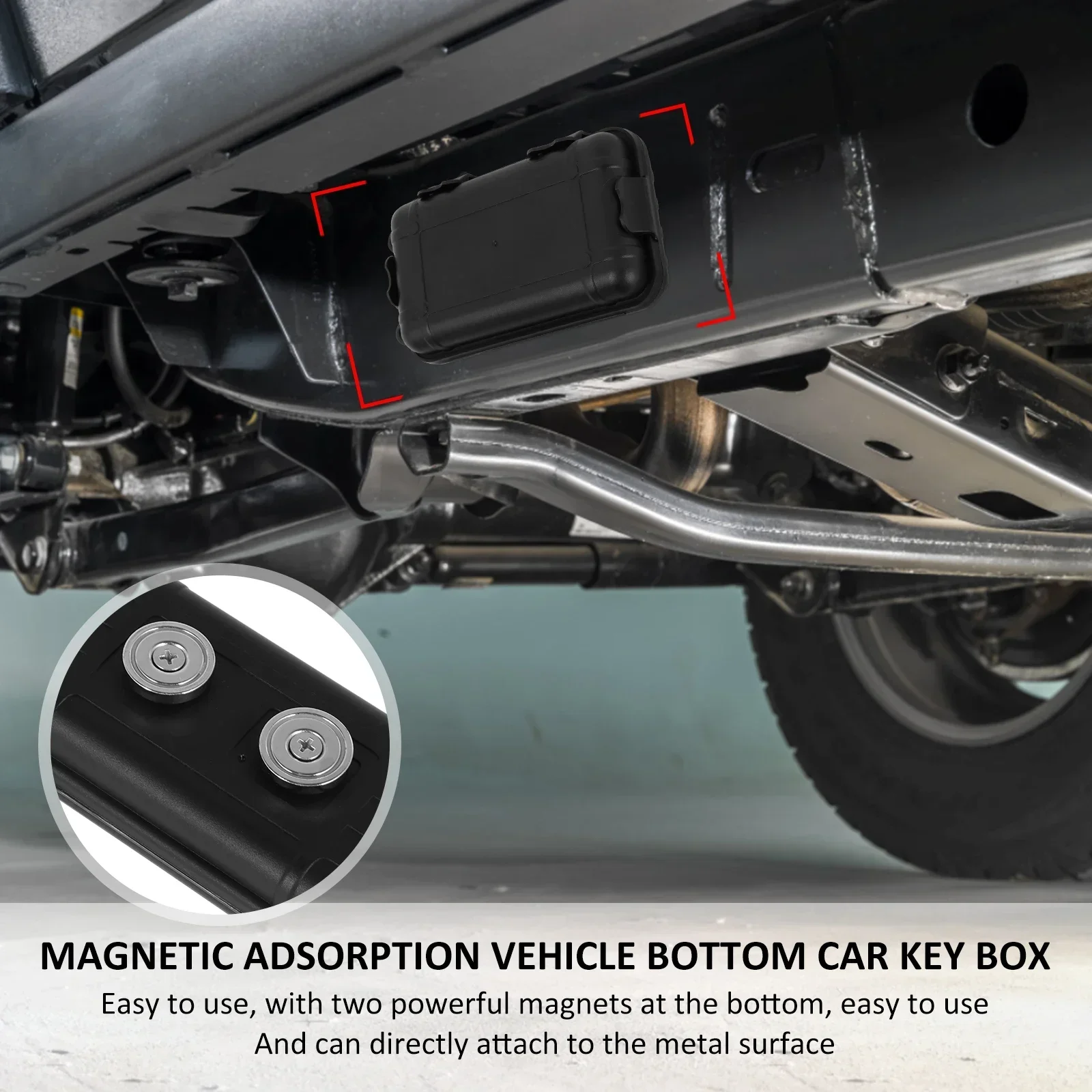 Magnetic Key Holder Under Car Hide Key Box with Strong Magnet Waterproof Magnetic Key Hider Rustproof  Storage Box GPS Locator