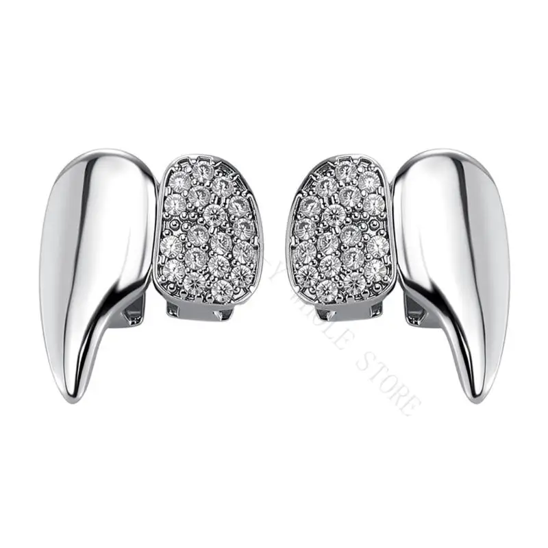 R7UF 2Pcs Gothic Hip Hop Vampires Teeth Jewelry Silver/Gold Alloy Grills Accessories