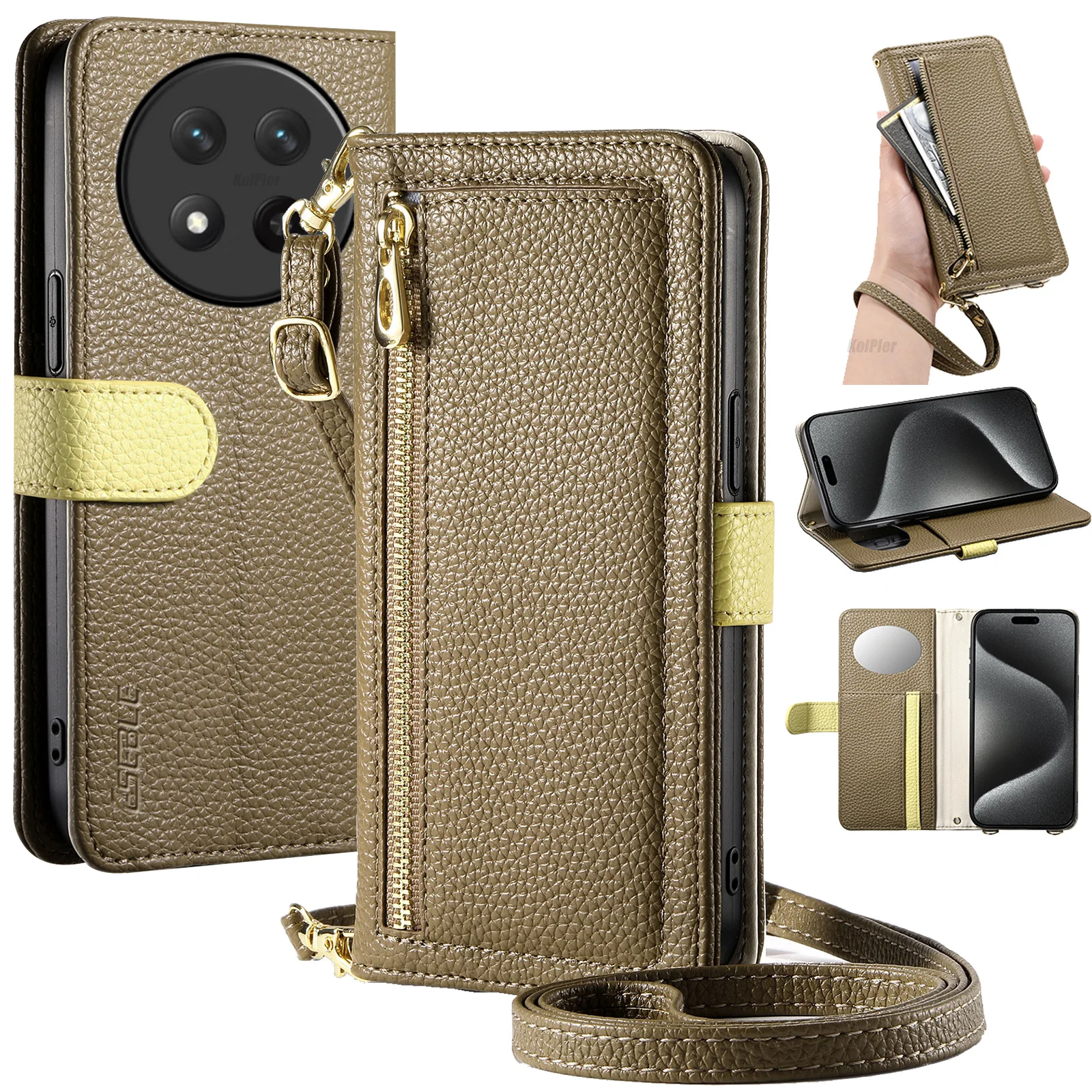 

Кожаный чехол-кошелек через плечо для телефона с несколькими слотами для карт для Huawei HONOR X9C Magic7 Lite 5G, откидная сумка-чехол