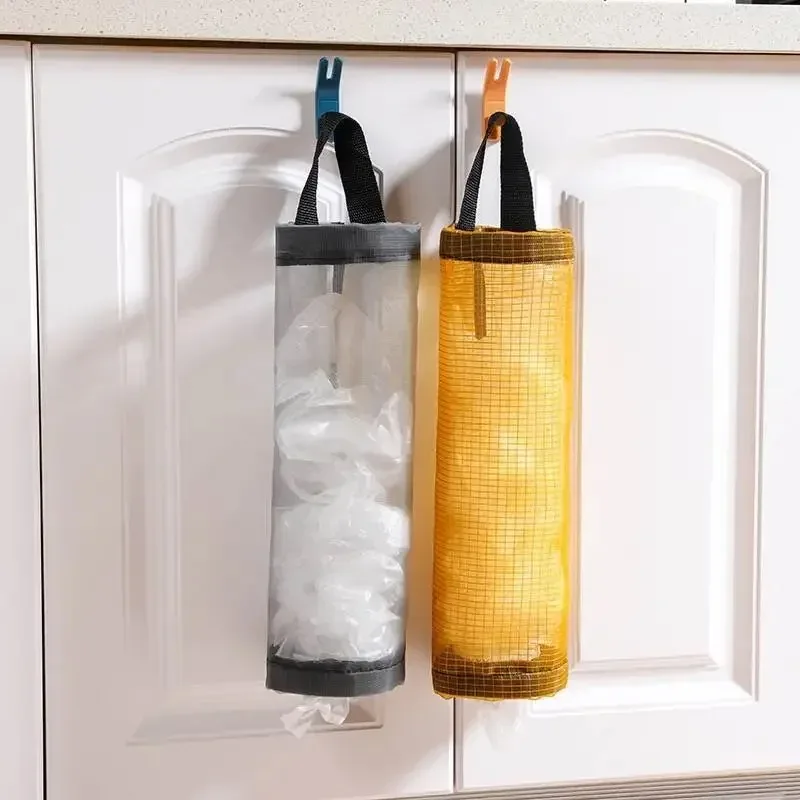 4pcs gray garbage bag storage bag kitchen garbage organizer plastic bag rack sorting hanging garbage collection and storage bag