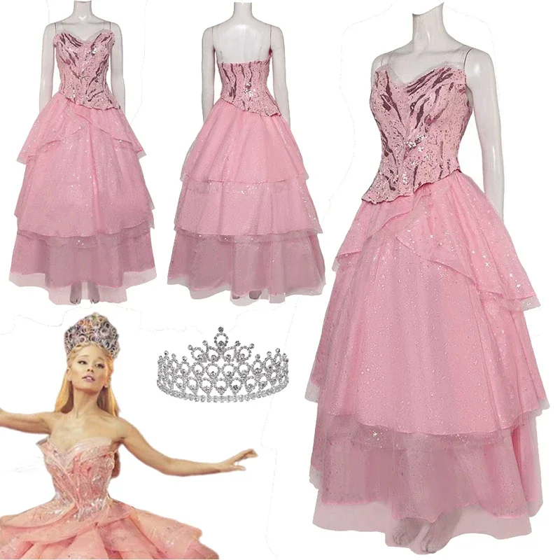 RT01 sorcière Glinda Cosplay fantaisie rose jupe robe vêtements 2024 film Wiked Costume déguisement femmes Roleplay Fantasia tenue * JK2
