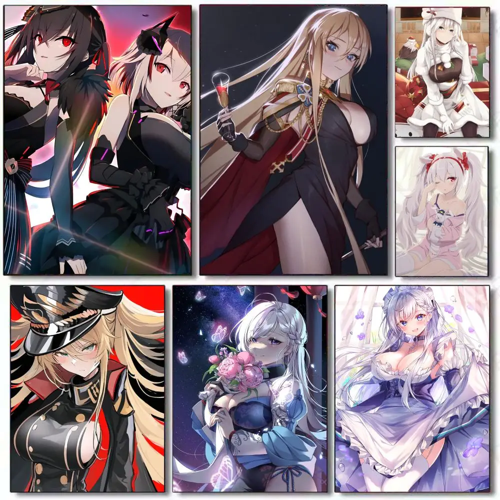 

A-Azur Lane Poster Home Living Bed Room Bar Hallway Sticky Wall Art Printing Waterproof Aesthetic Decor