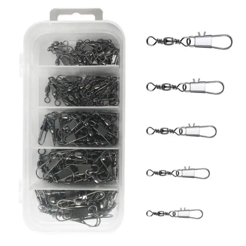

R6FE Balls Bearing Barrels Swivels Barrels Swivels with Safety Fishing Line Connector for Freshwater Saltwater