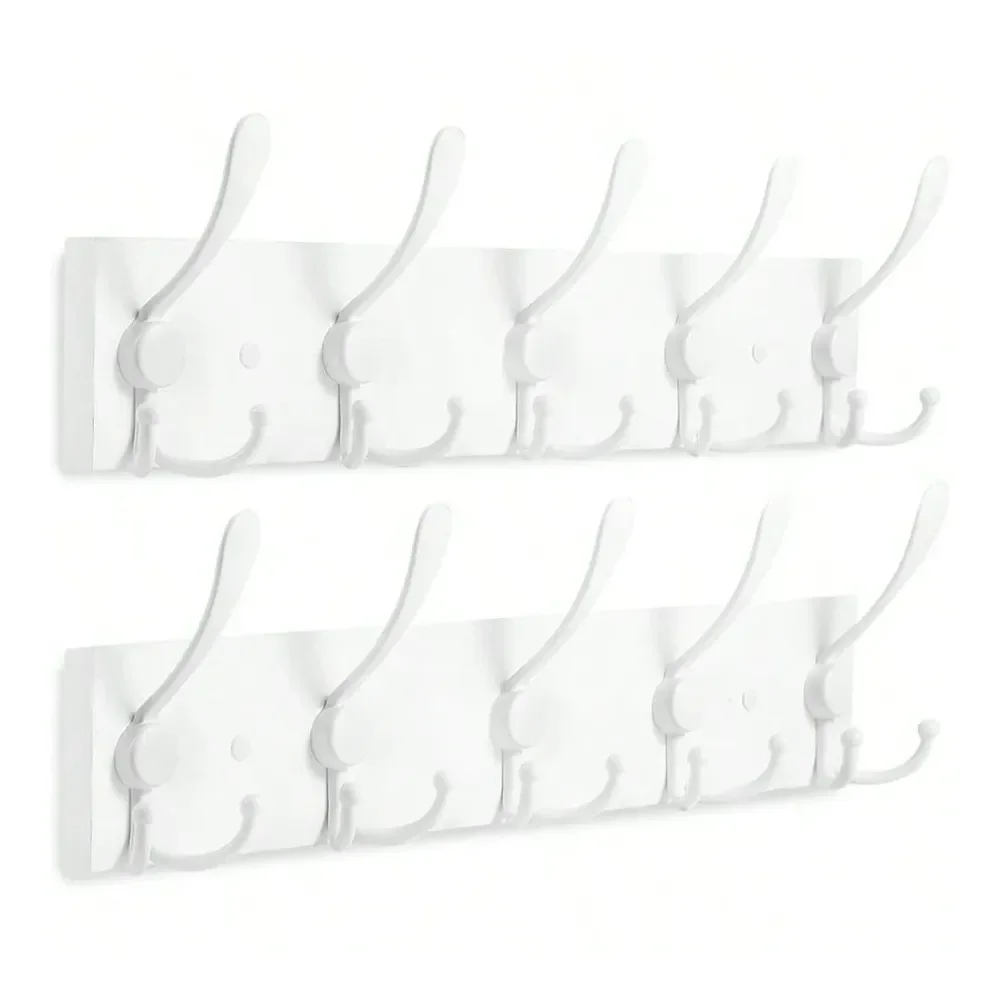 

Large Coat Rack Wall Mount Coat Hooks Coat Hanger With 8 Metal Black Triple Hooks Brown Pine Real Wood Plank Hat Rack Wall Hook