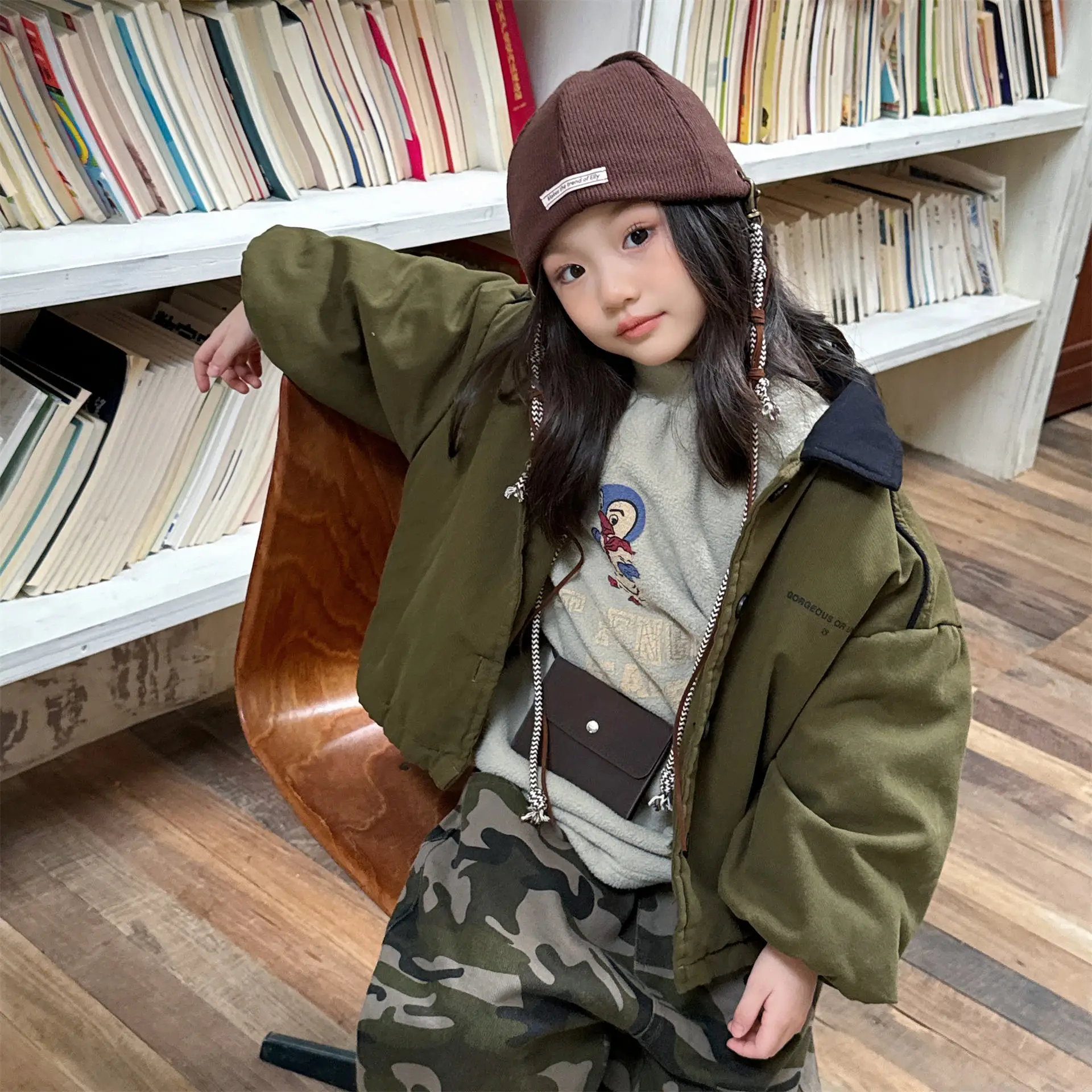 

2025 Winter New Children Cotton Padded Jacket Boys Long Sleeve Lapel Warm Coat Plus Velvet Girls Quilted Jacket Kids Clothes