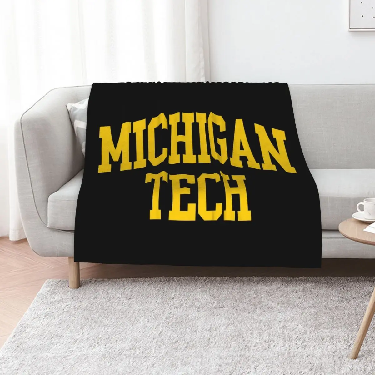 

michigan tech - college font curved Throw Blanket Cozy Home Blanket Gift for Christmas Holiday