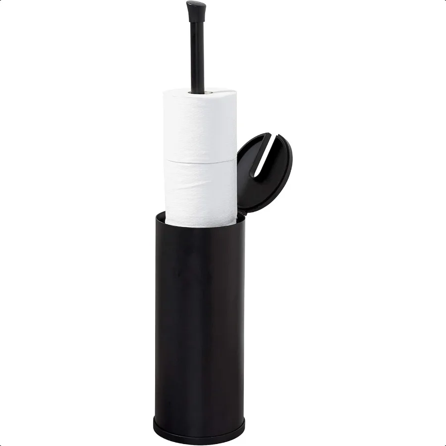 

Zenna Home Easy Acc Matte Black Toilet Paper Holder Rustproof Holds 3 Rolls Toilet Paper Storage with Lid and Easy Grip Handle