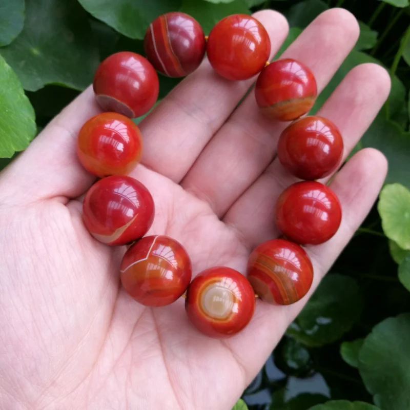 

Xuanhua Shanggu Warring States Red Same Material 20mm round Beads Men's Atmospheric Agate Bracelet