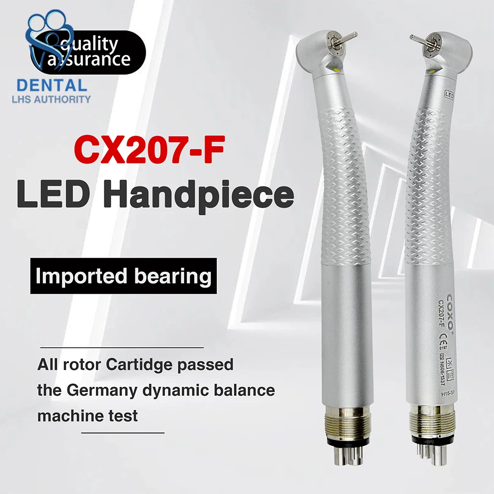 COXO LED High Speed Handpiece Standard Head Push Button Three Water Spray E-generator Air Turbine 4 Holes Dentist Instrument