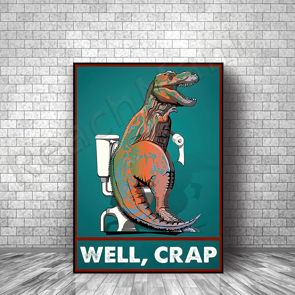

fun bathroom wall art, good trash dinosaur poster, sci-fi home decor, bathroom wall decor, new house gifts