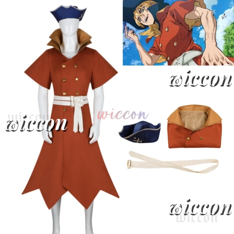 

Nanami Ryusui Cosplay Costume Hat Belt Outfits Anime Dr STONE Cosplay Halloween Carnival Party Role Play Uniform for Men