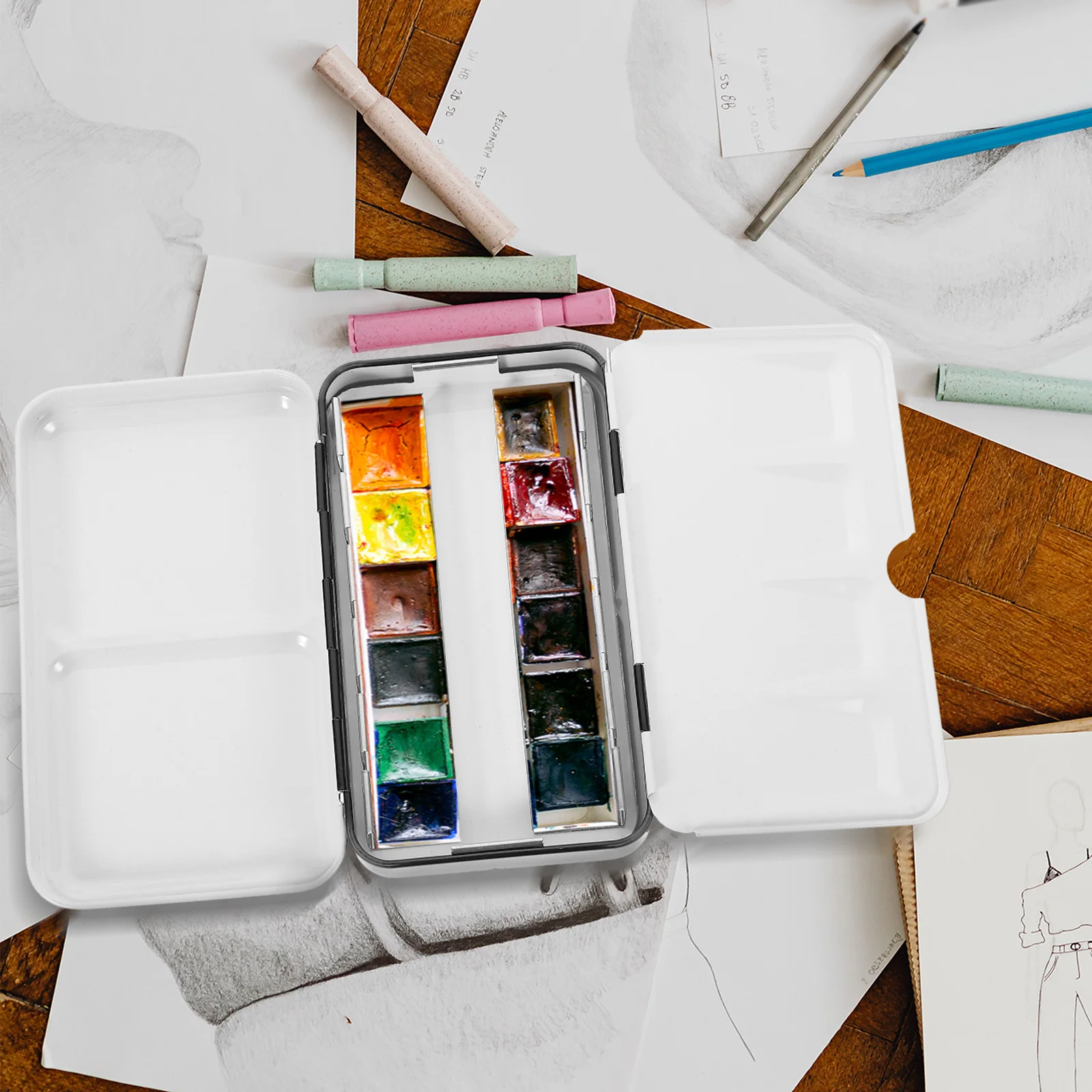 

Empty Iron Box Watercolor Solid Pigment Storage Case 12 Colors Paint Case Compact Portable Travel Use Empty Paint Box