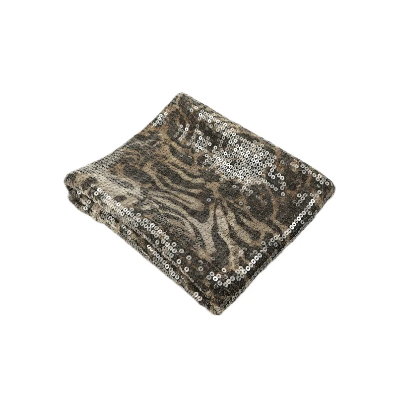 

Brown Leopard Print Mesh Embroidery Fabric with Three-Dimensional Sequins And Tassel for Fashion Dress Making
