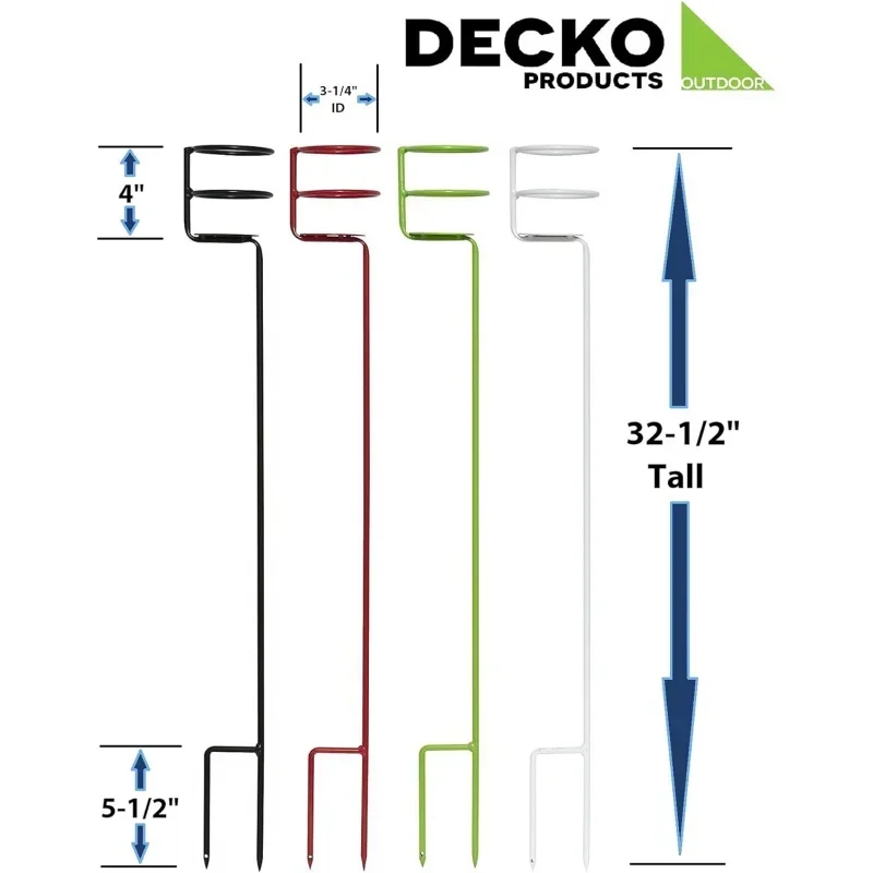 Decko 30251 Heavy Duty Beverage/Drink Holder Stakes, 4-Count, Multiple Colors