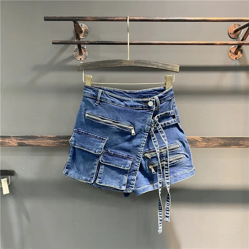 

Fashion Trend Cargo Pocket Design Denim Skirt Women's Loose Leisure High Waist Mini Skirts Female 2024 Spring