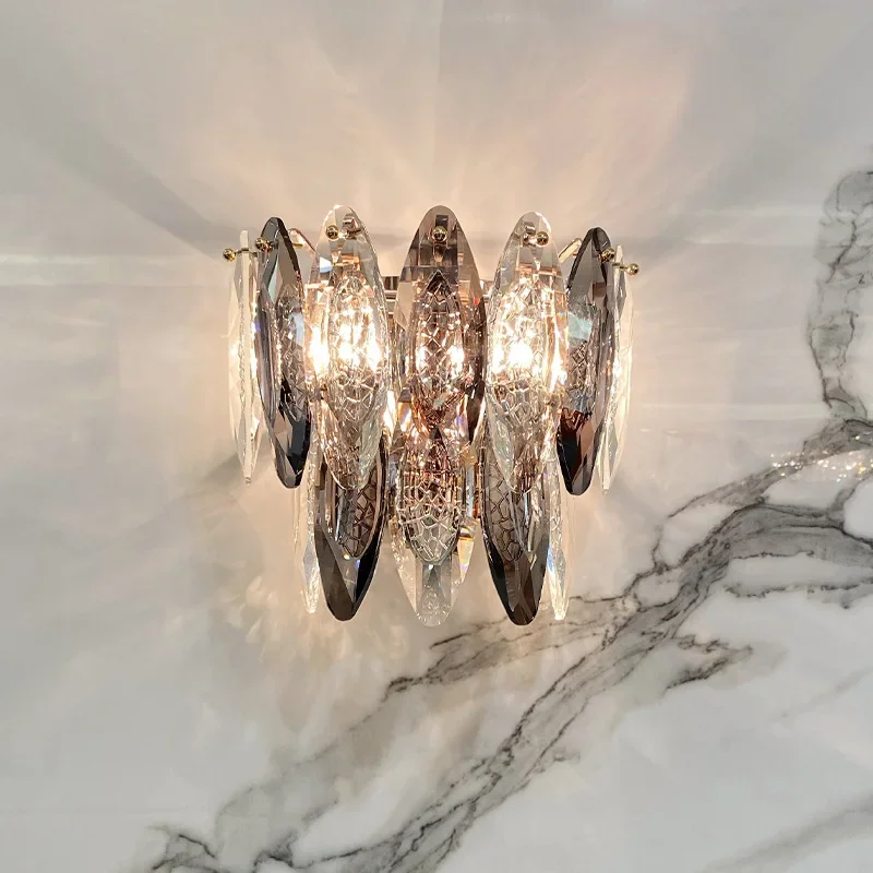 Light Luxury Crystal Chandelier Living Room Headlight Simple Atmosphere Bedroom Lamp Led Dining Room Lamp Post-Modern High-end