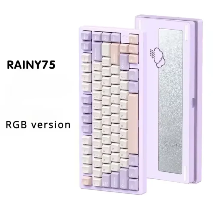 RAINY75 لوحة المفاتيح الميكانيكية سبائك الألومنيوم ثلاثي الوضع RGB اللاسلكية المخصصة لوحة المفاتيح الساخنة مبادلة RGB طوقا ملحقات الكمبيوتر الهدايا