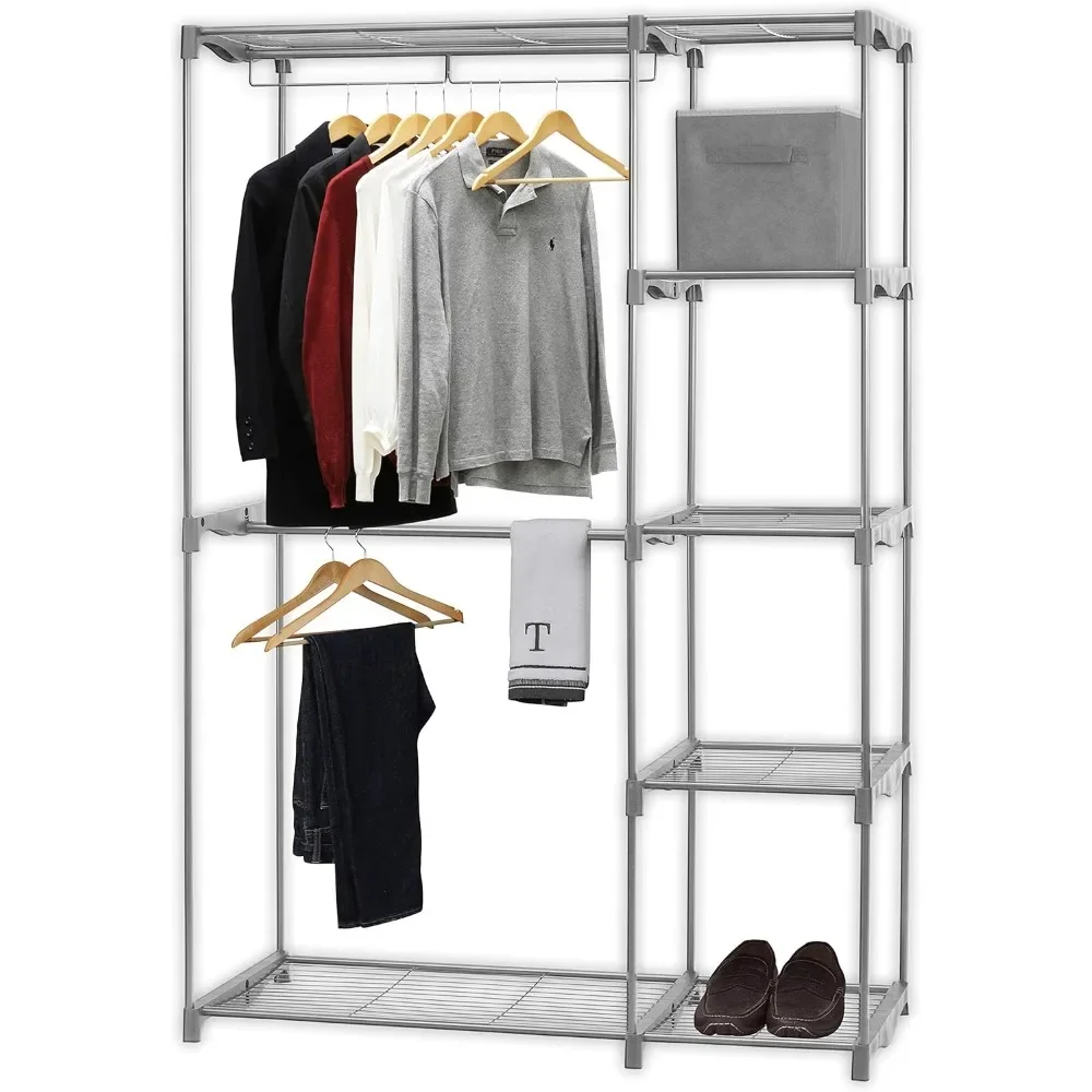 

Freestanding Clothes Garment Organizer Closet,4 durable wired shelves that keeps your clothing,pants and accessories organized