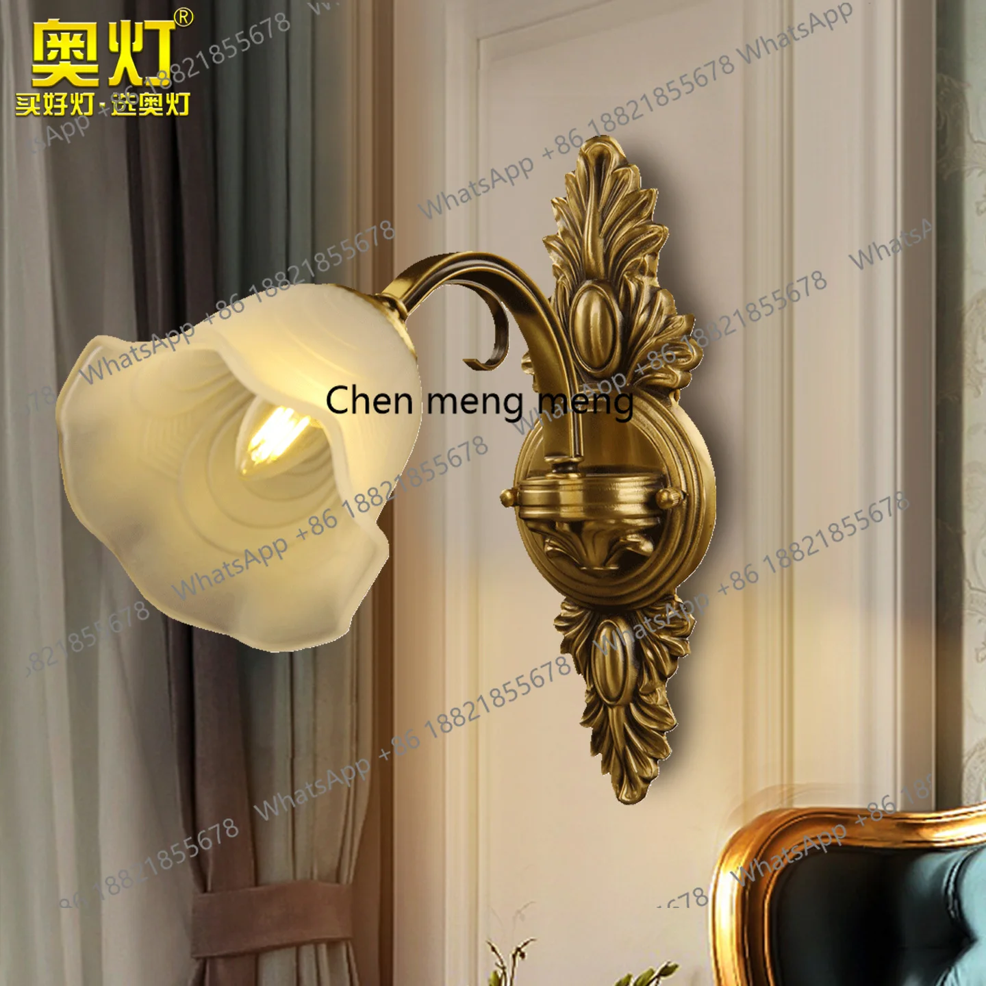 جميع النحاس الجدار مصباح رئيس واحد غرفة المعيشة أريكة حائط الخلفية مصباح الأمريكية بسيطة فيلا الممر الممر مصباح B126