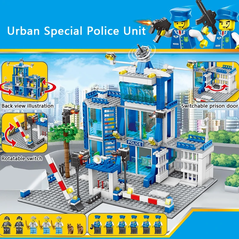 

Сборочные блоки отдела полиции высокой сложности, автомобиль, детские развивающие игрушки «сделай сам», мелкие частицы, креативные обучающие инструменты