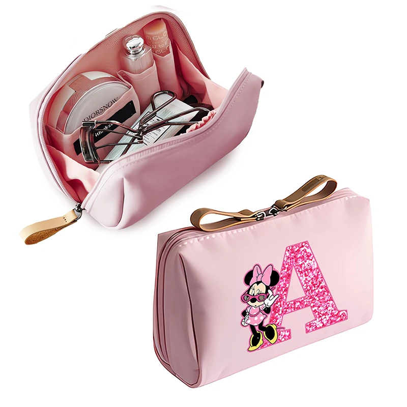 Minnie Mickey Mouse Disney Lady Makeup Bag borsa cosmetica da donna lettera Cartoon Anime Bags Terylene Makeup Girls regali di compleanno