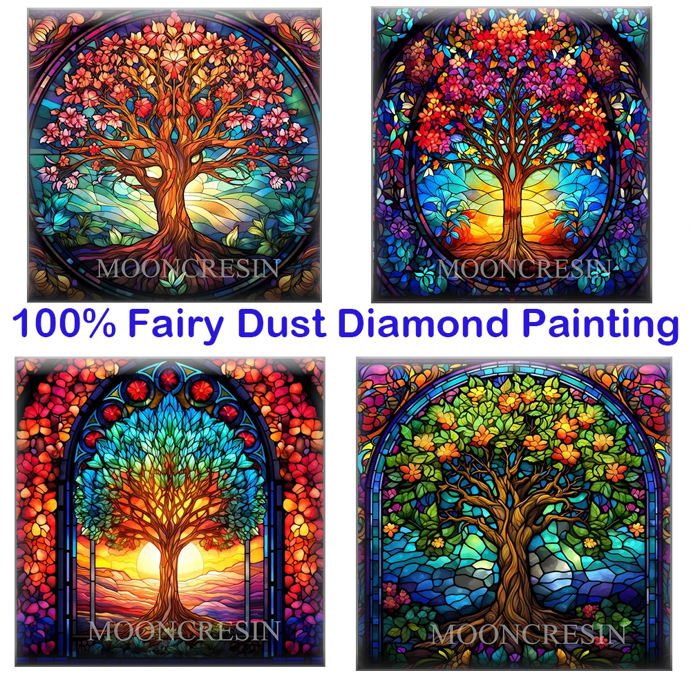 

100% Fairy Dust Square Diy Diamond Painting Cross Stitch Pachira Macrocarpa 5D Embroidery Mosaic Home Decor Picture Rhinestones