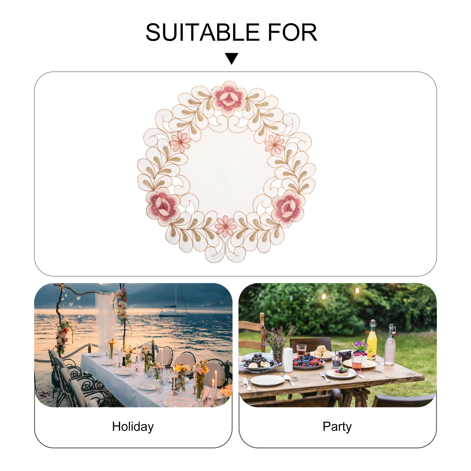 

Round Placemat Hollow Floral Design Heat-Resistant Tableware Pad For Kitchen Dining Table Waterproof Insulated Mat