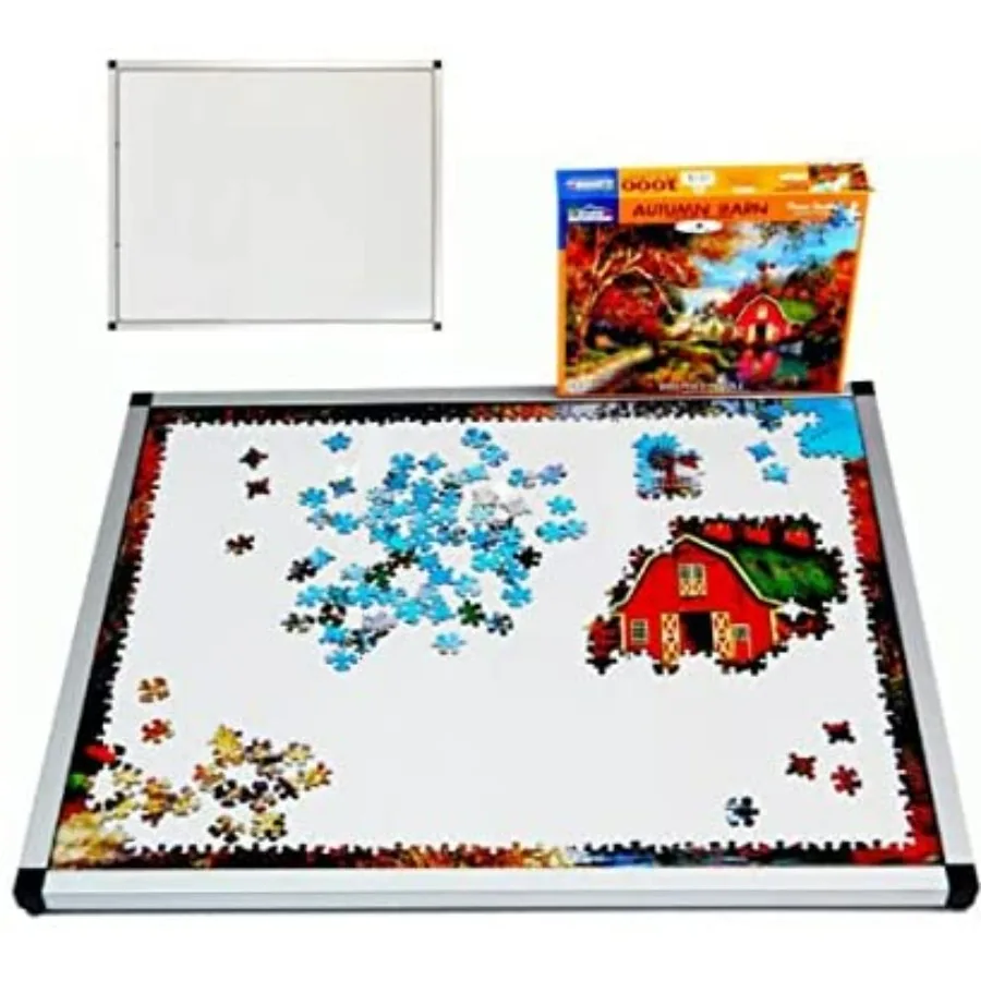 

Premium aluminum puzzle tray for 1000-piece jigsaw puzzles, 24 x 30 inch portable puzzle table, silver, lightweight and durable