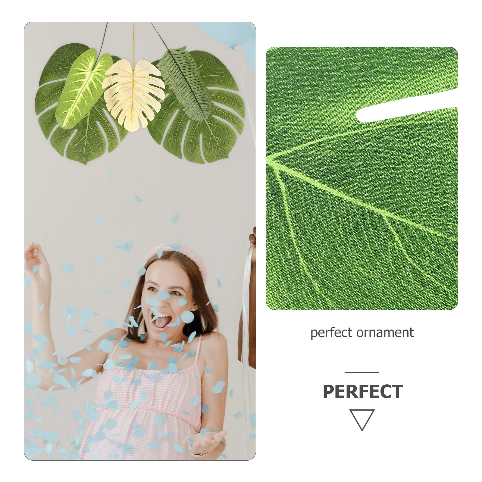

66pcs High Realism Artificial Leaves For Home Wedding Party Diy Fake Palma Leaf Ornament Tropical Faux Monstera Green Stem