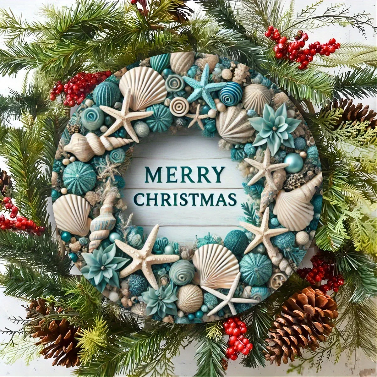 20CM 1PCS Summer Breeze Seashell Motif Wooden Platter Sleeping Quarters Lounge Entryway Ornamentation Household Bistro Decor