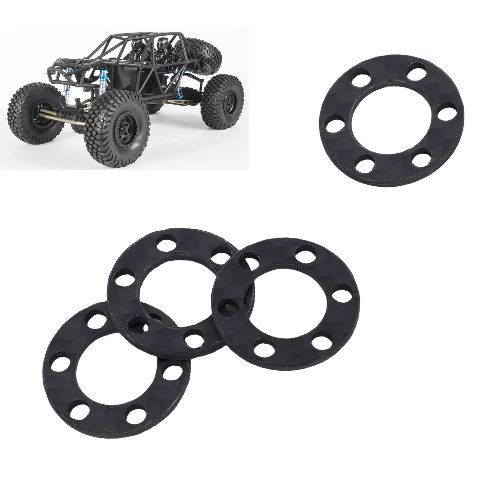 

1/10 Crawler Car Gaskets Universal Carbon Fiber 6 Hole Wheel Hub Coupler Gaskets for 1.9 Inch 2.2 Inch Wheel Hub System