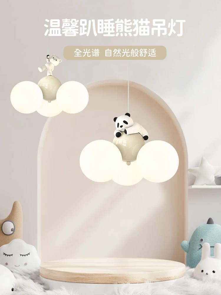 estilo creme leve pingente moderno luz lunar high end panda criativo luminarias quarto de meninos e meninas novo 2024 01