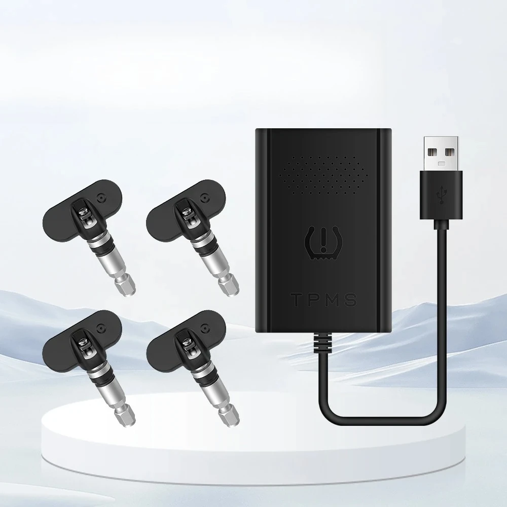 

l DUDUAUTO Android Navigation USB TPMS With 4 Sensors Alarm For Infineon Sensing Chips Tire Pressure Monitoring System Built-in