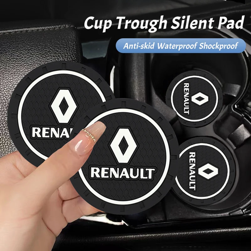 2 Piezas de Alfombrillas Antideslizantes para Portavasos de Coche, Accesorios para Renault Clio, Koleos, Megane, Espace, QM6, Kadjar, Captur, Scenic, Duster